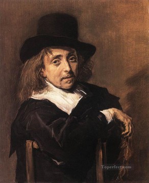 フランス・ハルス Painting - 枝を持って座っている男の肖像画 オランダ黄金時代のフランス ハルス